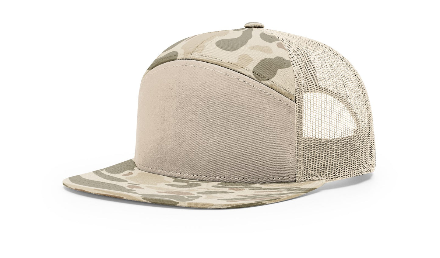 Custom Richardson 168 Camo 7 Panel SnapBack with Leatherette Patch