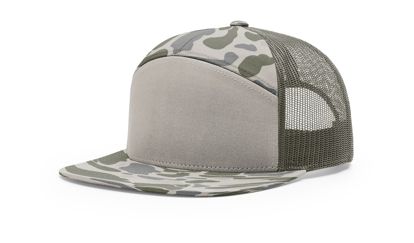 Custom Richardson 168 Camo 7 Panel SnapBack with Leatherette Patch