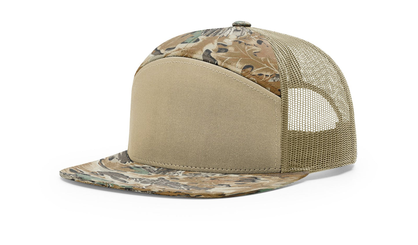Custom Richardson 168 Camo 7 Panel SnapBack with Leatherette Patch