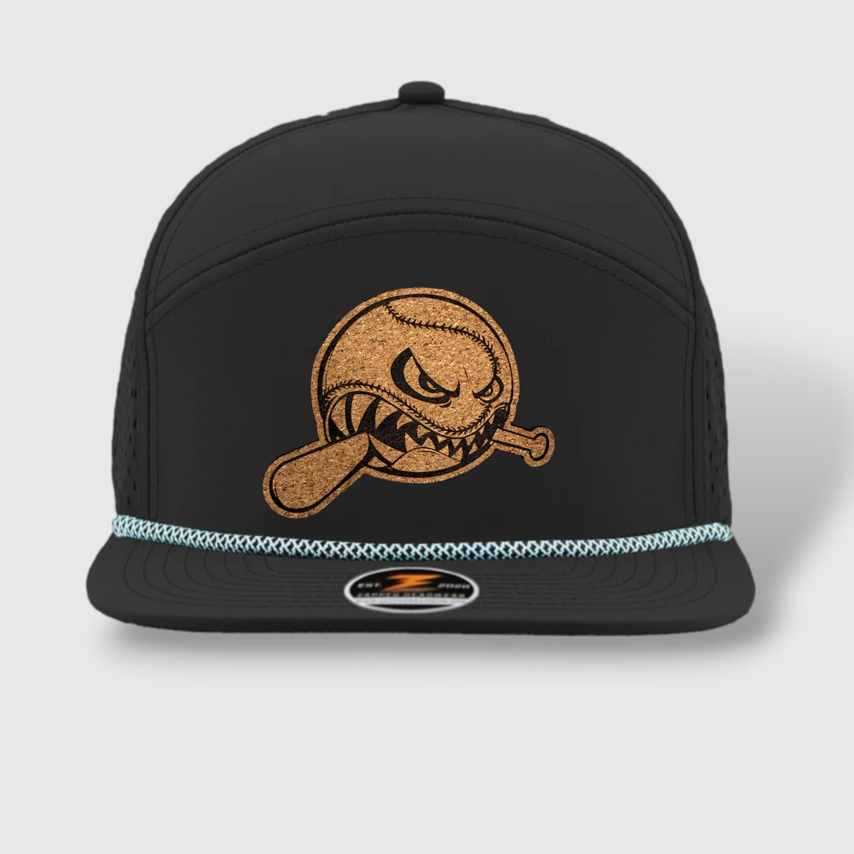 WOW Zapped Headwear Brand 7 Panel Flat Bill Baseball Logo