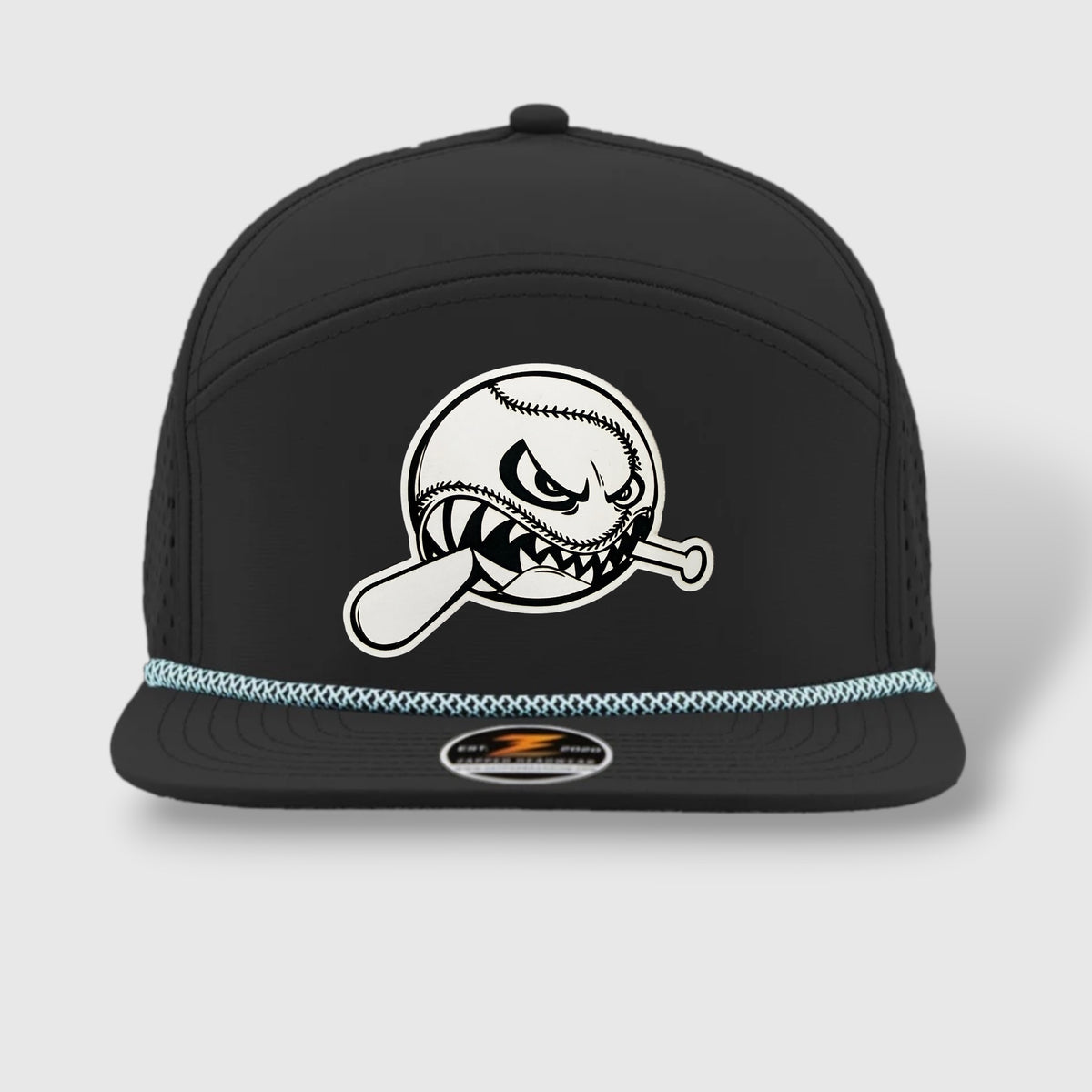 WOW Zapped Headwear Brand 7 Panel Flat Bill Baseball Logo