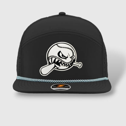 WOW Zapped Headwear Brand 7 Panel Flat Bill Baseball Logo