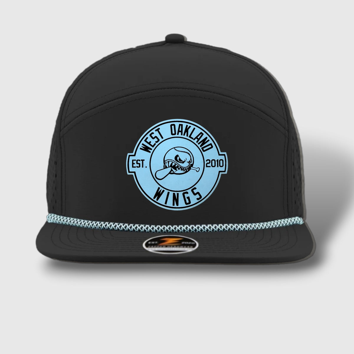 WOW Zapped Headwear Brand 7 Panel Flat Bill WOW Emblem
