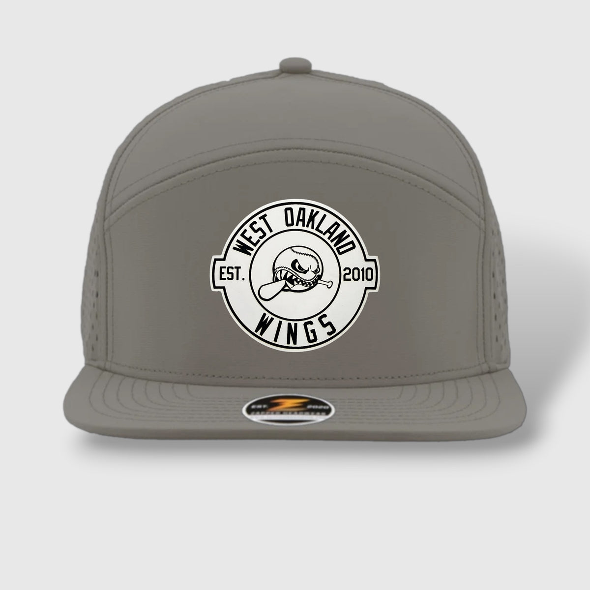WOW Zapped Headwear Brand 7 Panel Flat Bill WOW Emblem