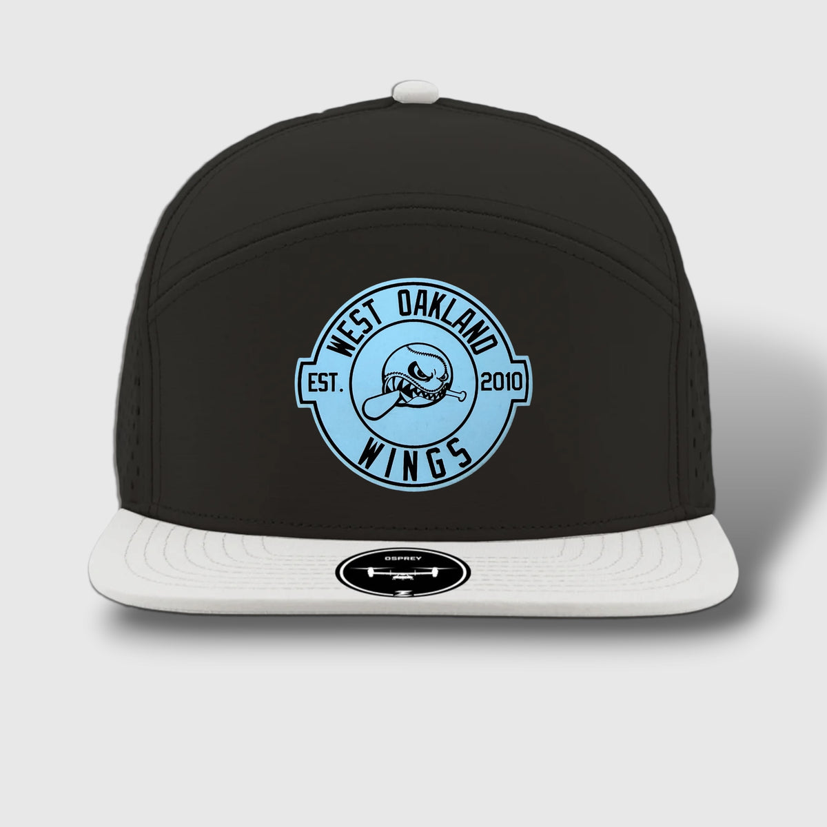 WOW Zapped Headwear Brand 7 Panel Flat Bill WOW Emblem