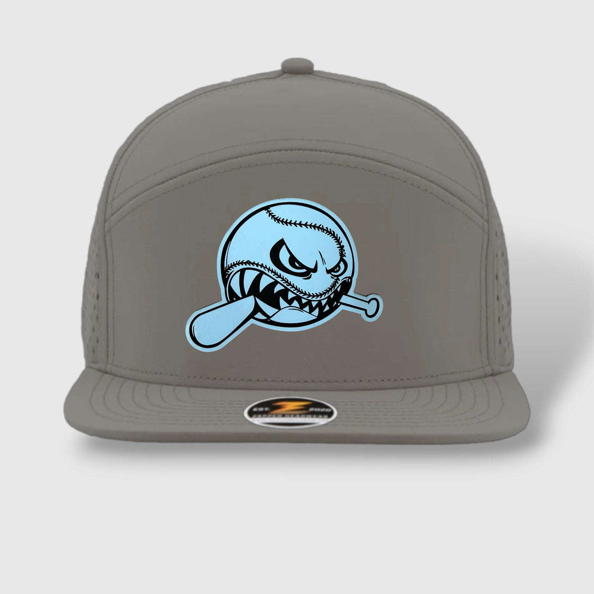 WOW Zapped Headwear Brand 7 Panel Flat Bill Baseball Logo