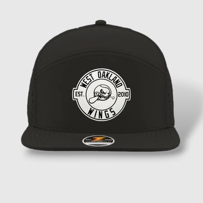 WOW Zapped Headwear Brand 7 Panel Flat Bill WOW Emblem