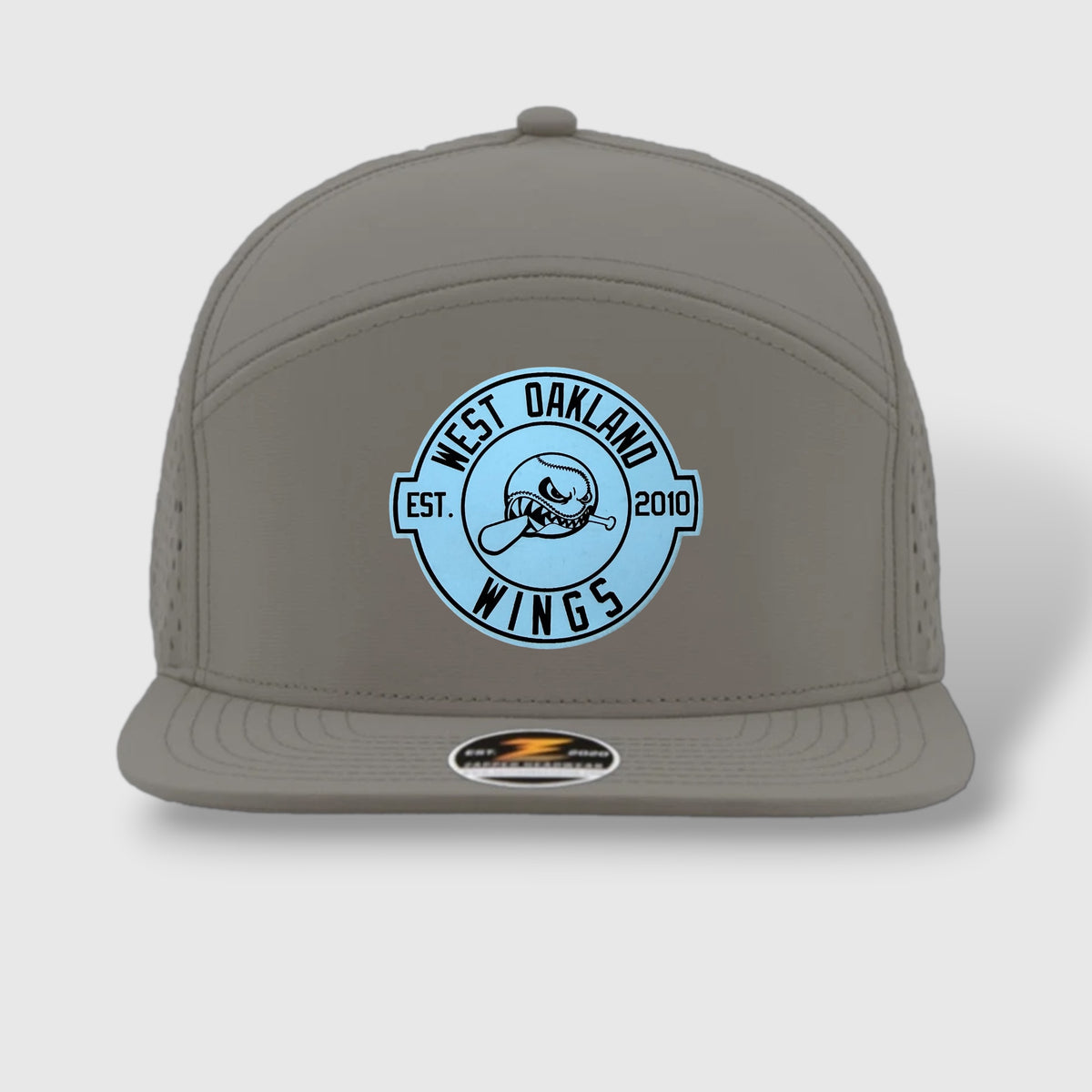 WOW Zapped Headwear Brand 7 Panel Flat Bill WOW Emblem