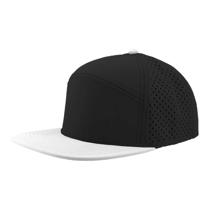 WOW Zapped Headwear Brand 7 Panel Flat Bill Baseball Logo