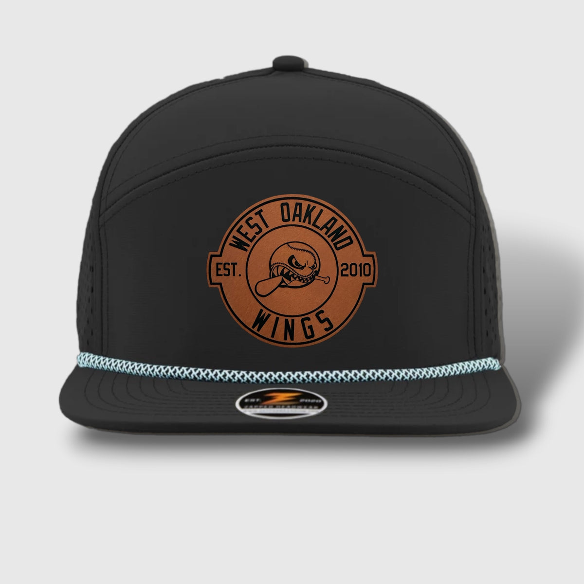 WOW Zapped Headwear Brand 7 Panel Flat Bill WOW Emblem