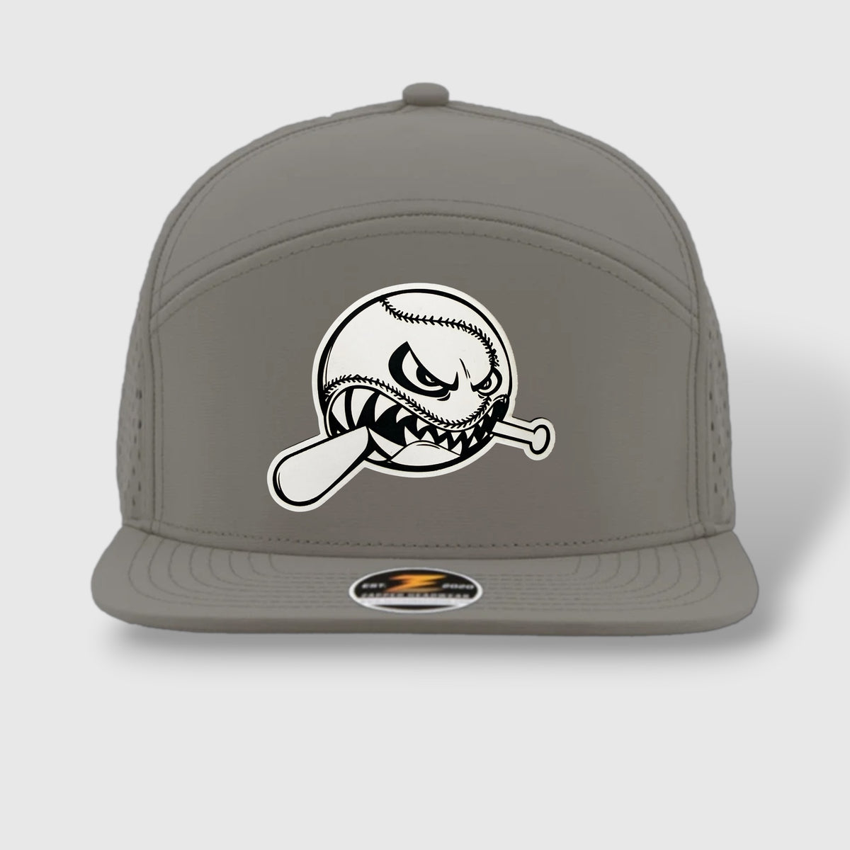 WOW Zapped Headwear Brand 7 Panel Flat Bill Baseball Logo