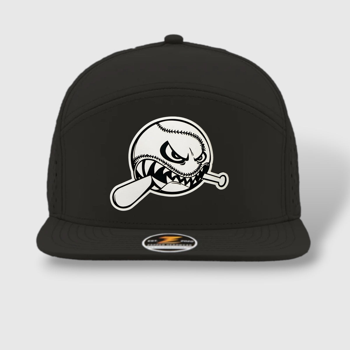 WOW Zapped Headwear Brand 7 Panel Flat Bill Baseball Logo