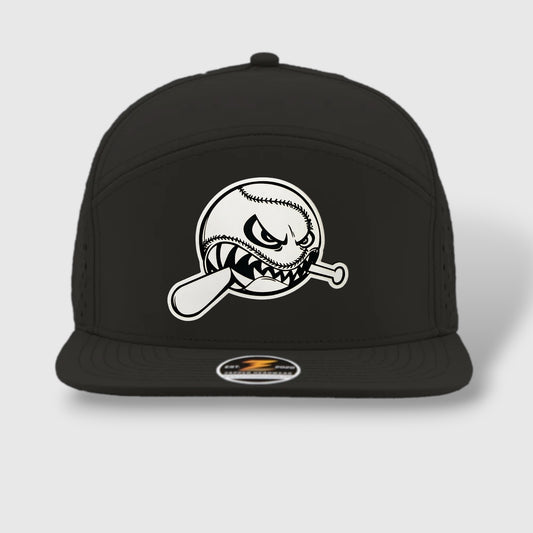 WOW Zapped Headwear Brand 7 Panel Flat Bill Baseball Logo