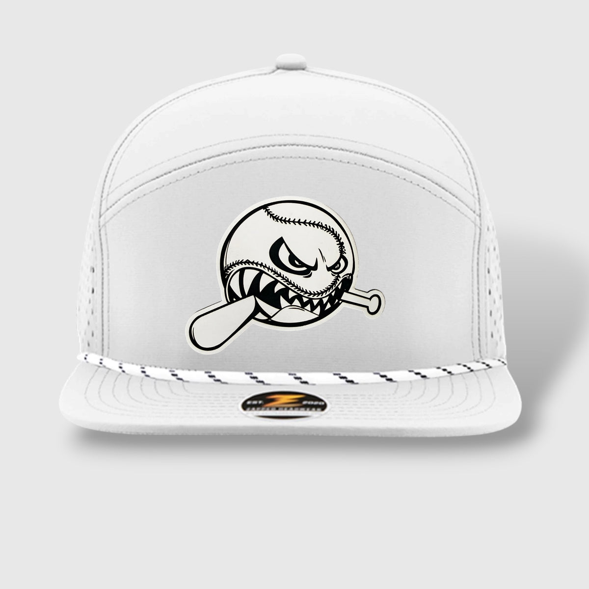WOW Zapped Headwear Brand 7 Panel Flat Bill Baseball Logo
