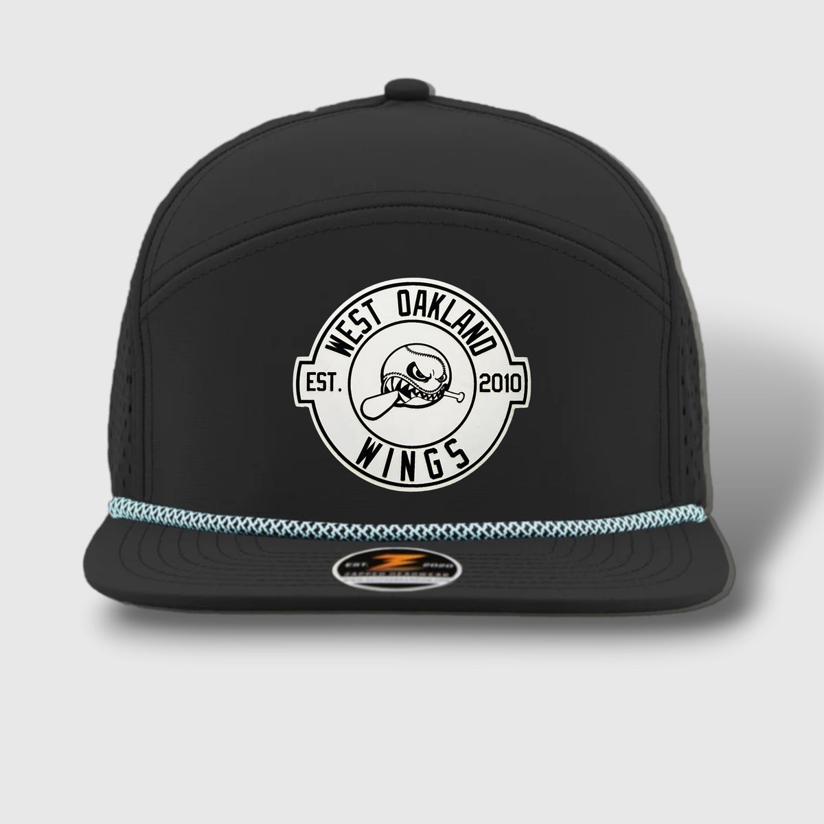 WOW Zapped Headwear Brand 7 Panel Flat Bill WOW Emblem