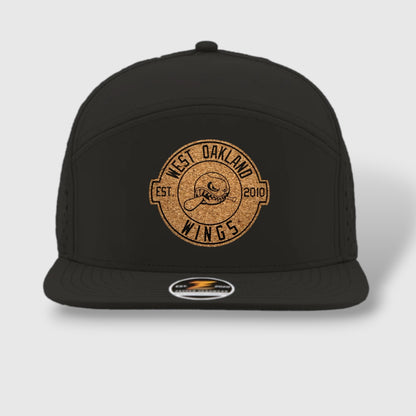 WOW Zapped Headwear Brand 7 Panel Flat Bill WOW Emblem