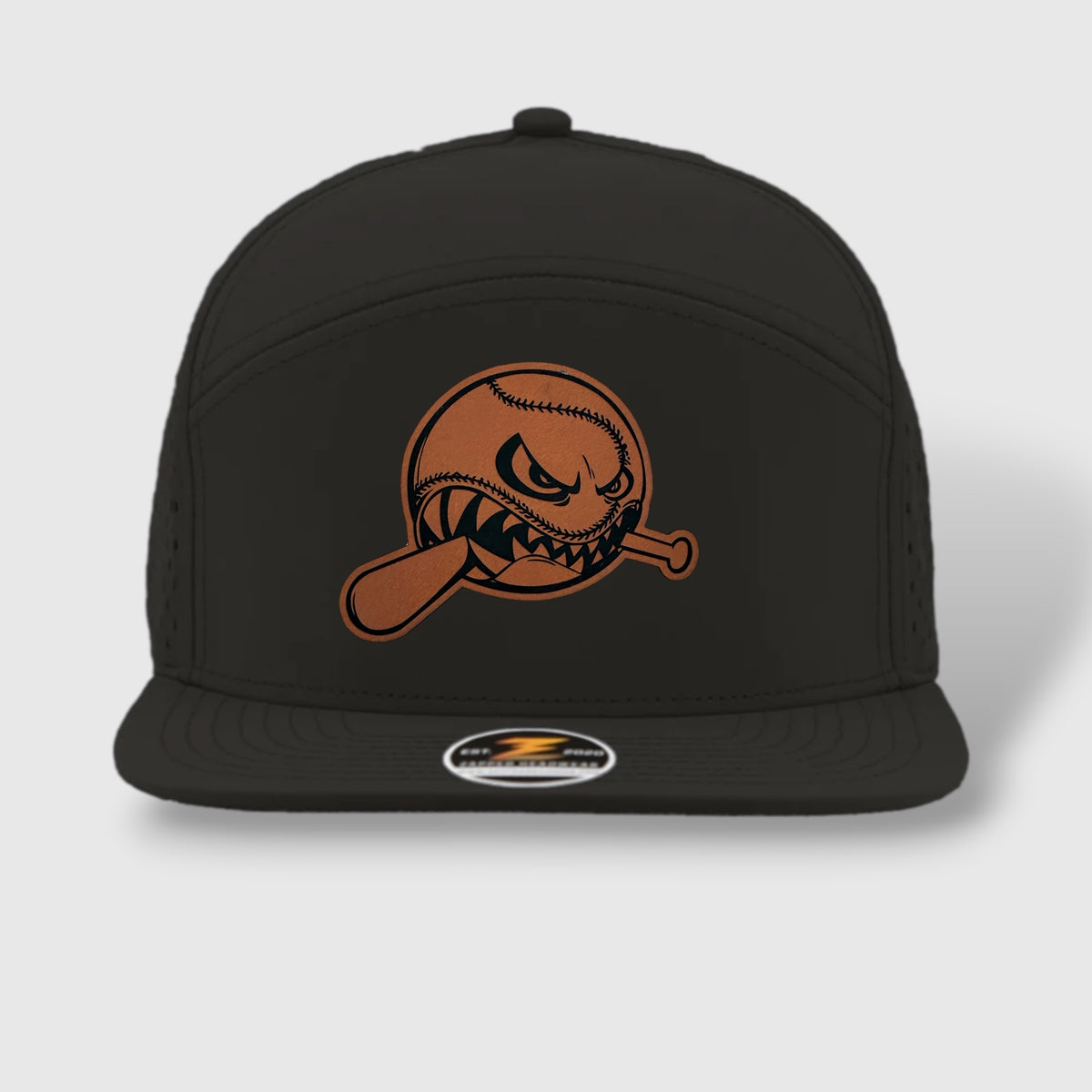 WOW Zapped Headwear Brand 7 Panel Flat Bill Baseball Logo