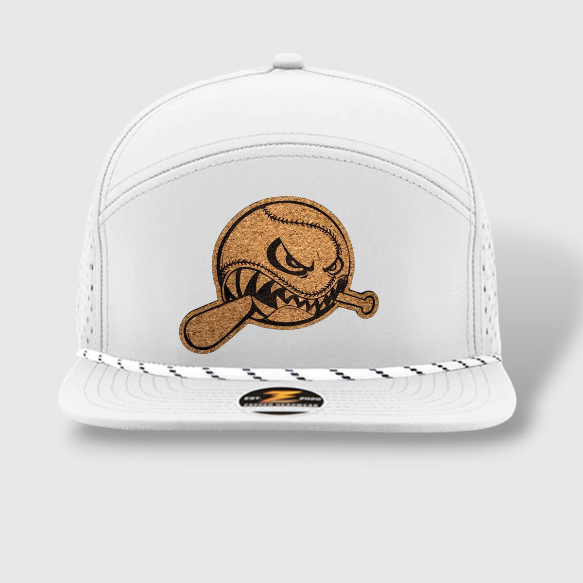 WOW Zapped Headwear Brand 7 Panel Flat Bill Baseball Logo