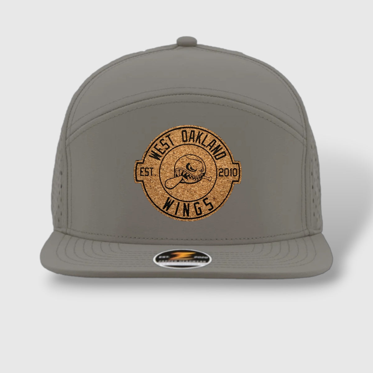 WOW Zapped Headwear Brand 7 Panel Flat Bill WOW Emblem
