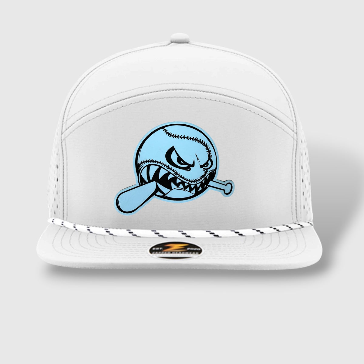 WOW Zapped Headwear Brand 7 Panel Flat Bill Baseball Logo