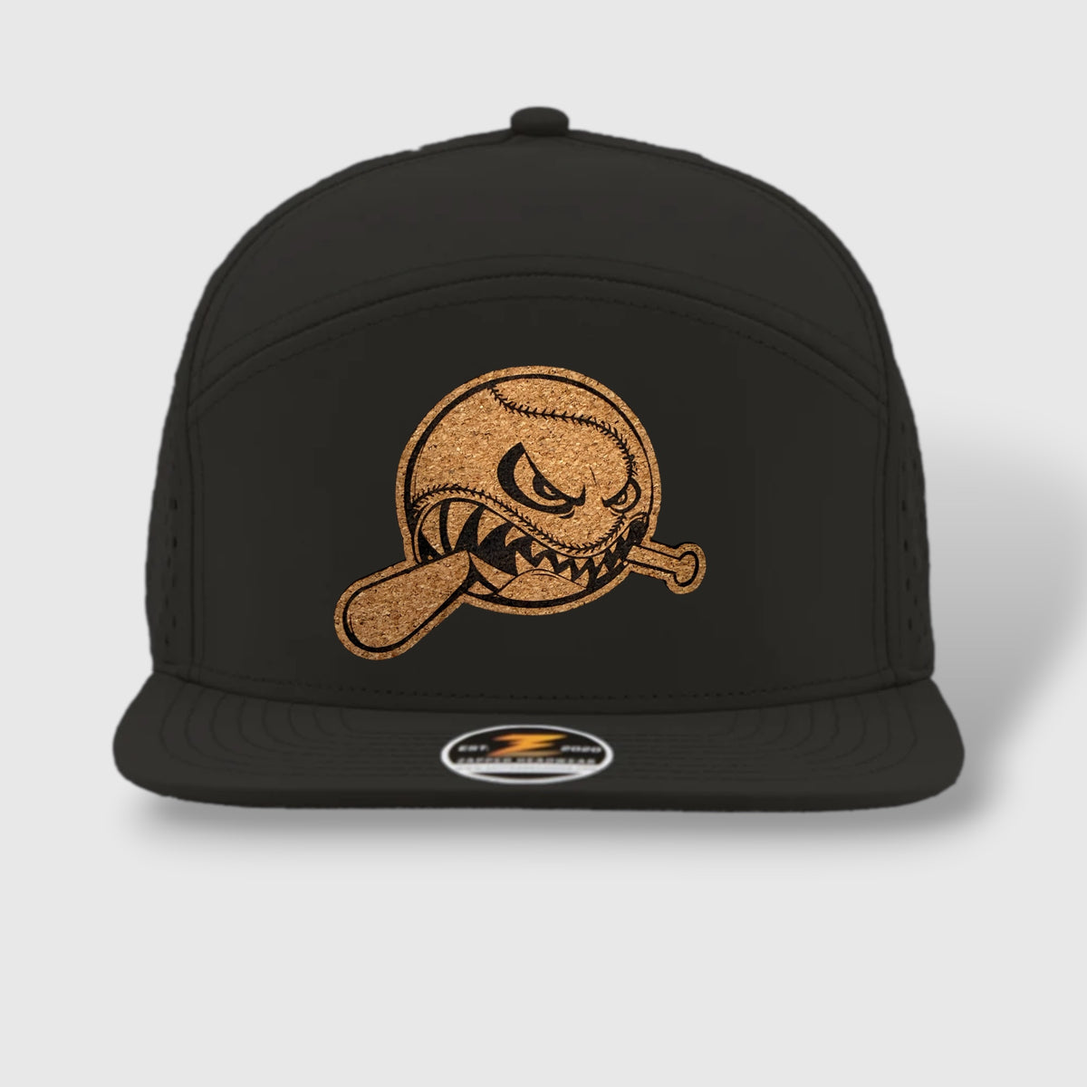 WOW Zapped Headwear Brand 7 Panel Flat Bill Baseball Logo